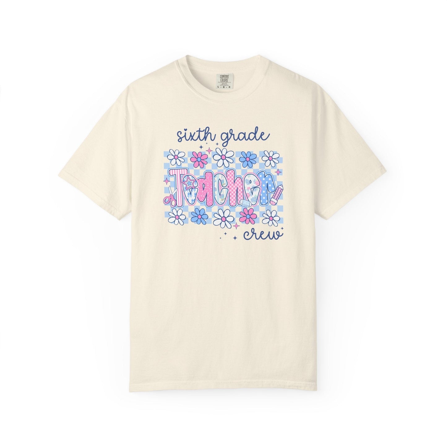 Floral Sixth Grade Crew Tee