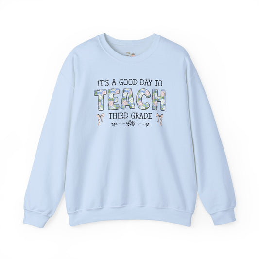Floral Third Grade Teacher Sweatshirt