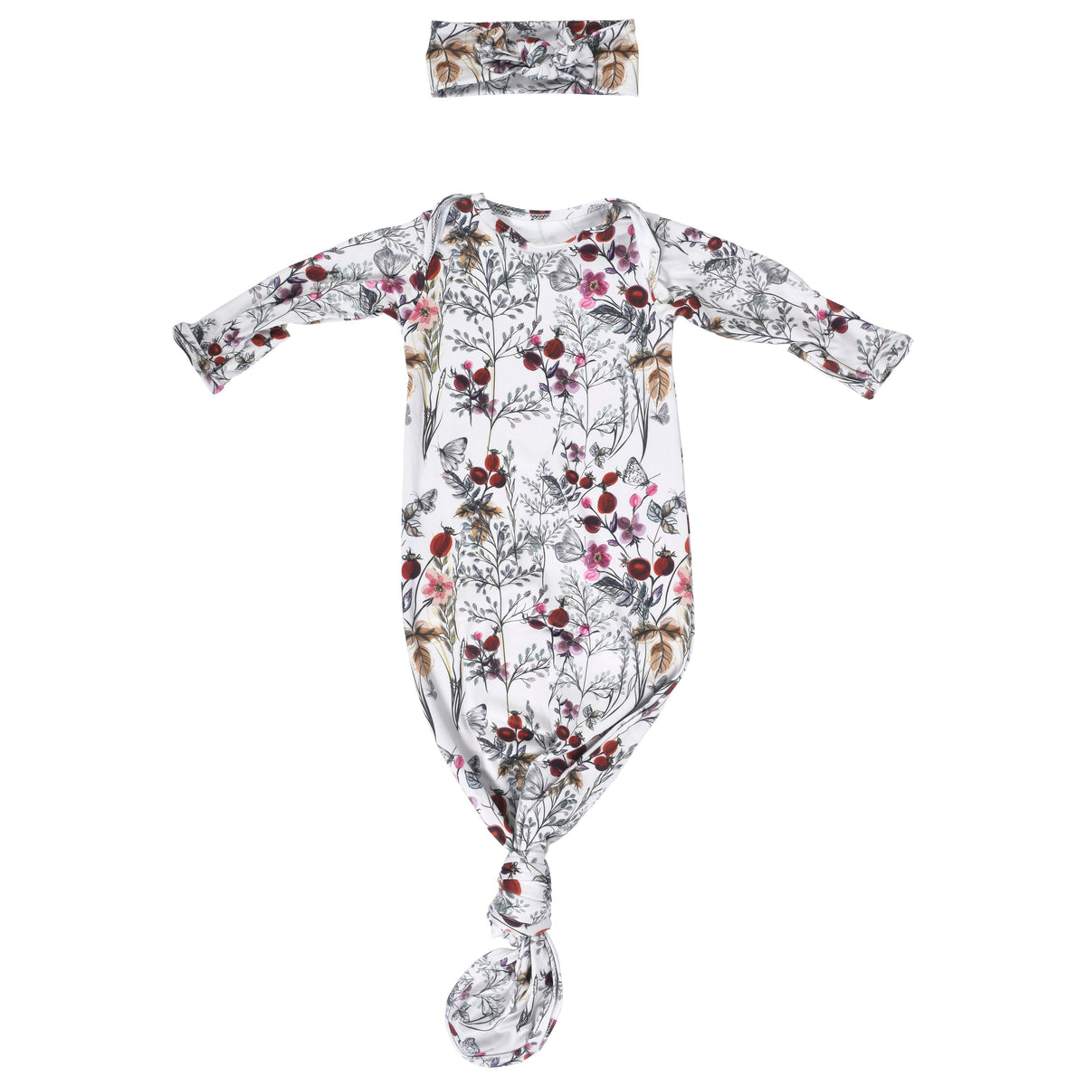Floral Newborn Knotted Baby Gown