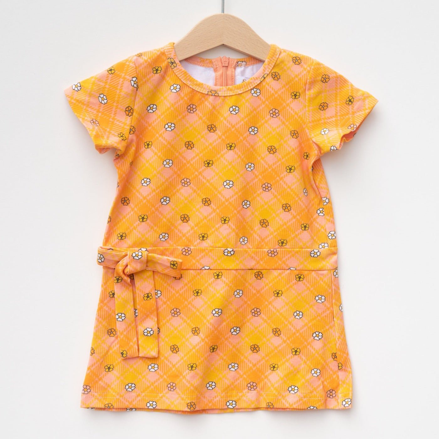 Flower Power Plaid Mod Dress for Baby and Toddler Girls