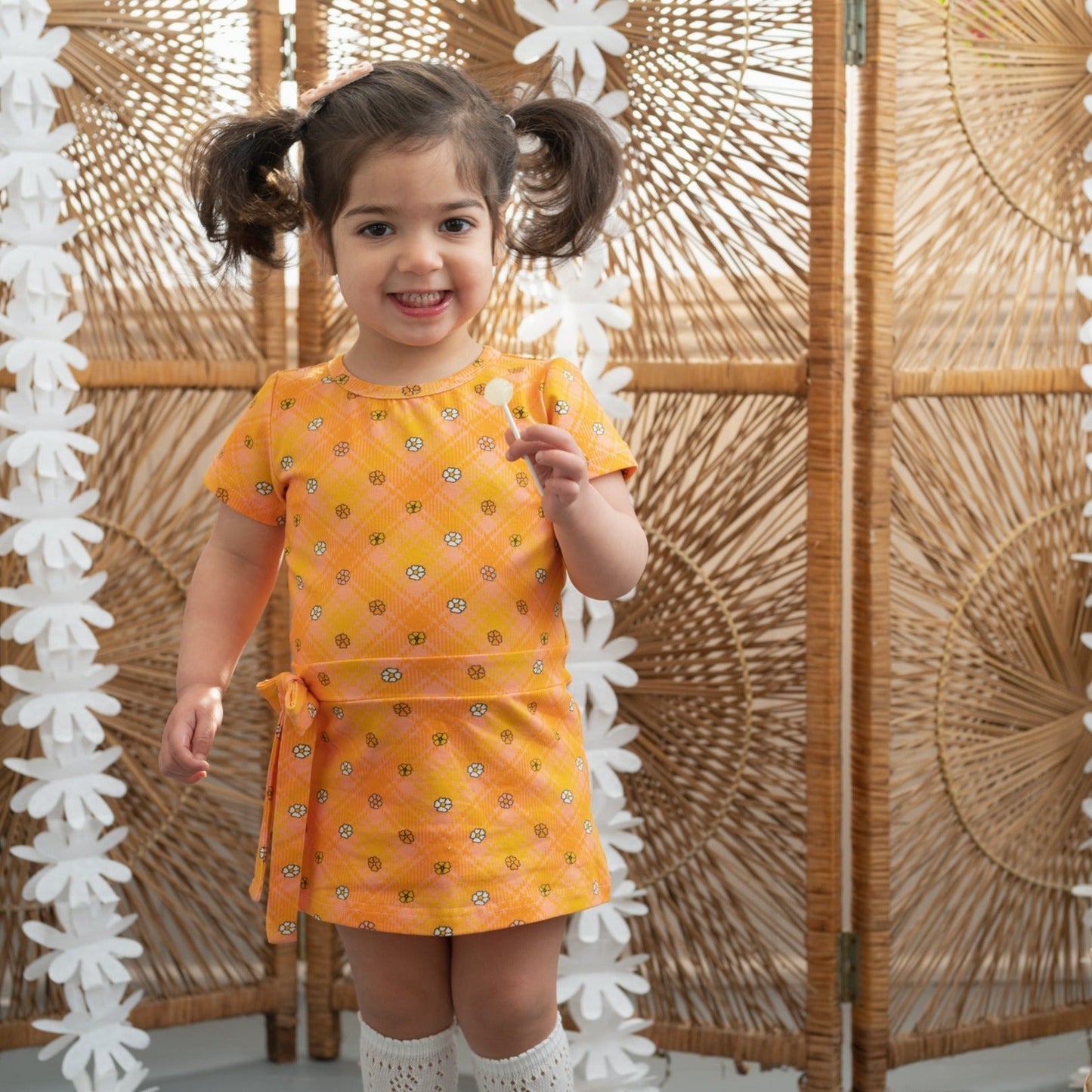 Flower Power Plaid Mod Dress for Baby and Toddler Girls