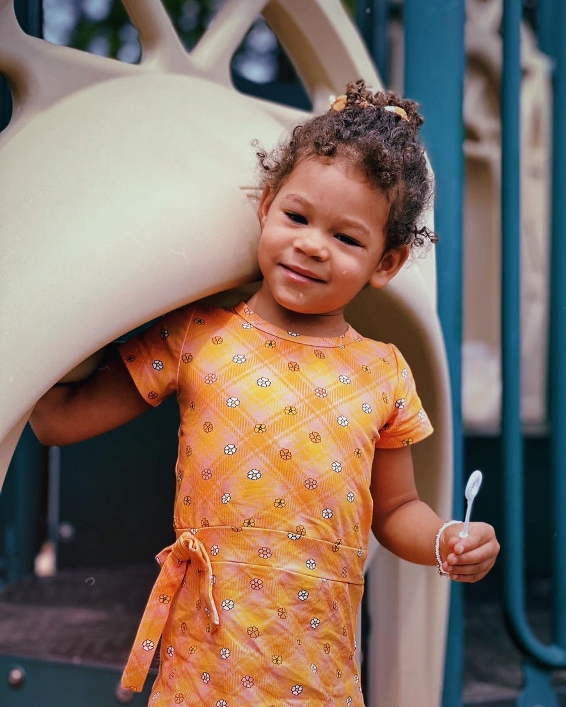 Flower Power Plaid Mod Dress for Baby and Toddler Girls