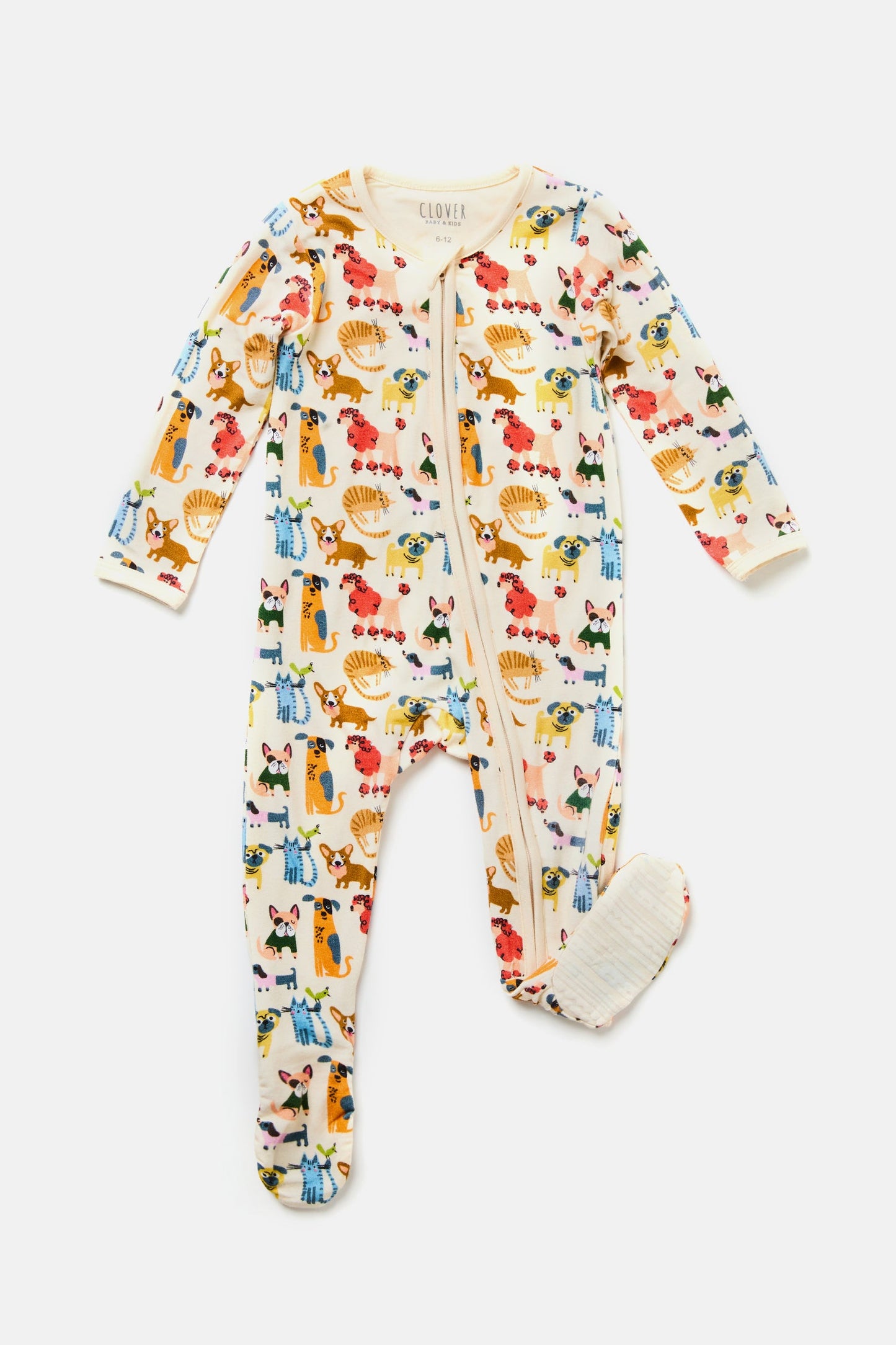 Soft & Stretchy Zipper Footie - Cats + Dogs