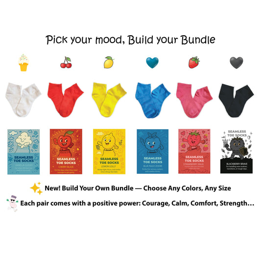 SmoothToe™ Fruit Feelings Collection –Sensory-Friendly Seamless Toe Ankle Socks *Single Pair / Build Your Bundle