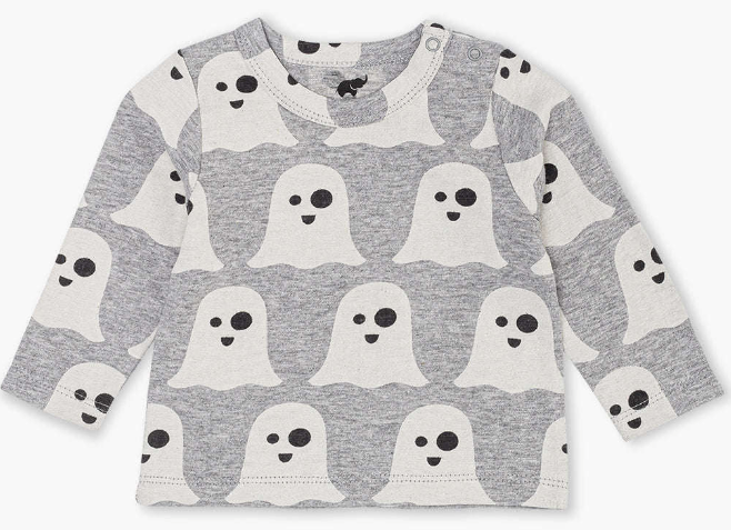 Long Sleeve Slub Jersey Crewneck Tee - Halloween Ghost
