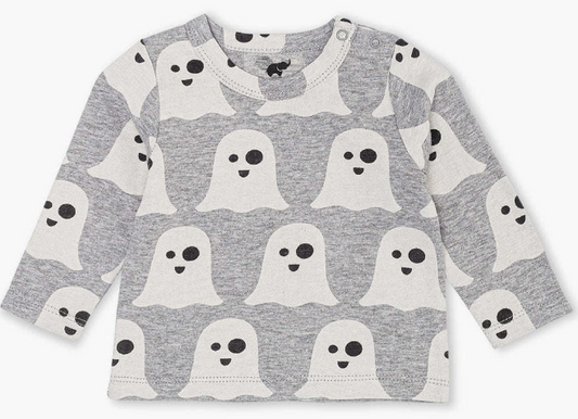 Long Sleeve Slub Jersey Crewneck Tee - Halloween Ghost