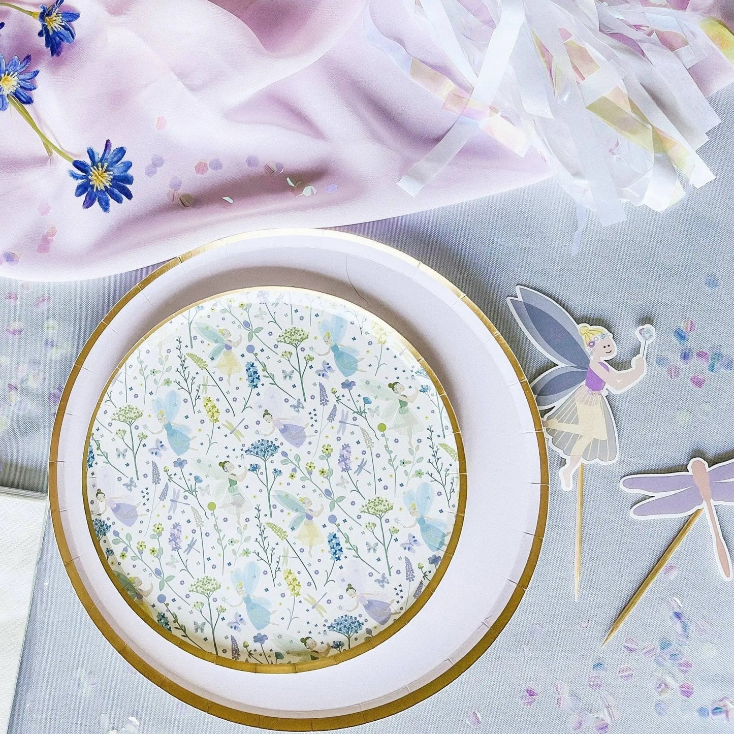 Garden Fairy & Dragonfly Birthday Cupcake Topper (8pcs)