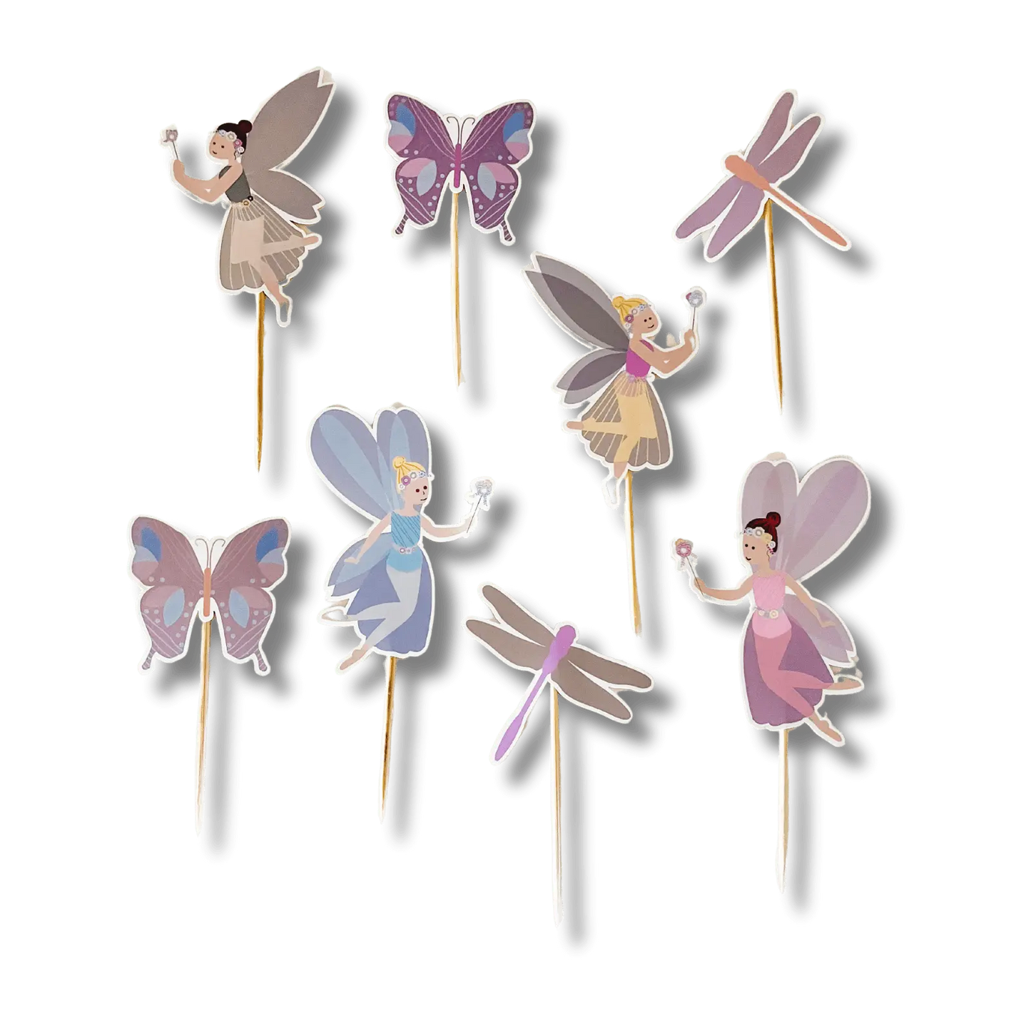 Garden Fairy & Dragonfly Birthday Cupcake Topper (8pcs)