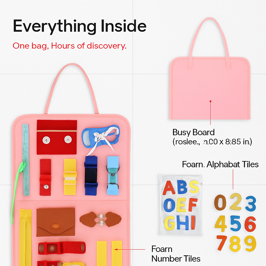 Kids Busy Board: Sensory Montessori Toy for 1-6