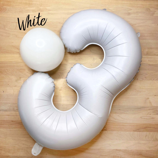 Matte White Number Balloon – 32" Mylar Foil | Ellie’s Party Supply