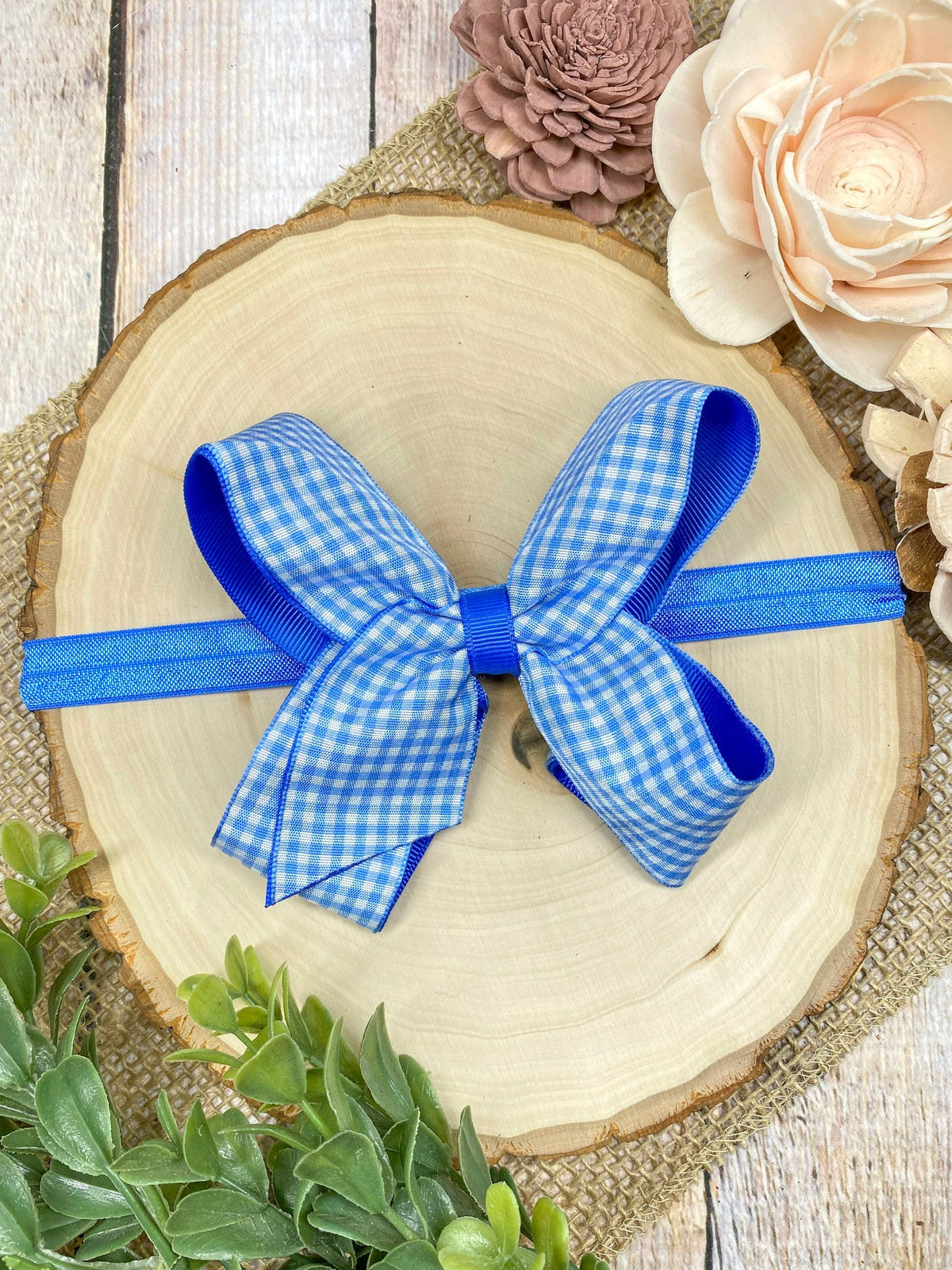 Gingham Classic Boutique Hair Bow | Clip or Headband