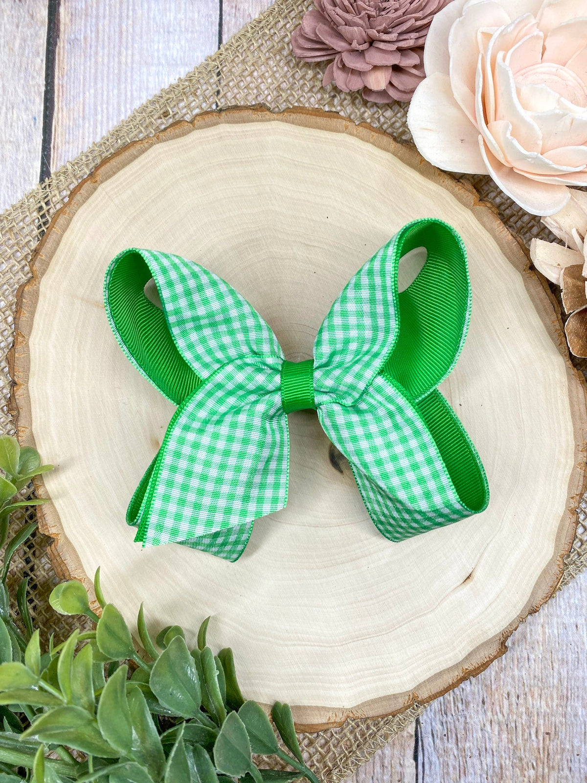 Gingham Classic Boutique Hair Bow | Clip or Headband
