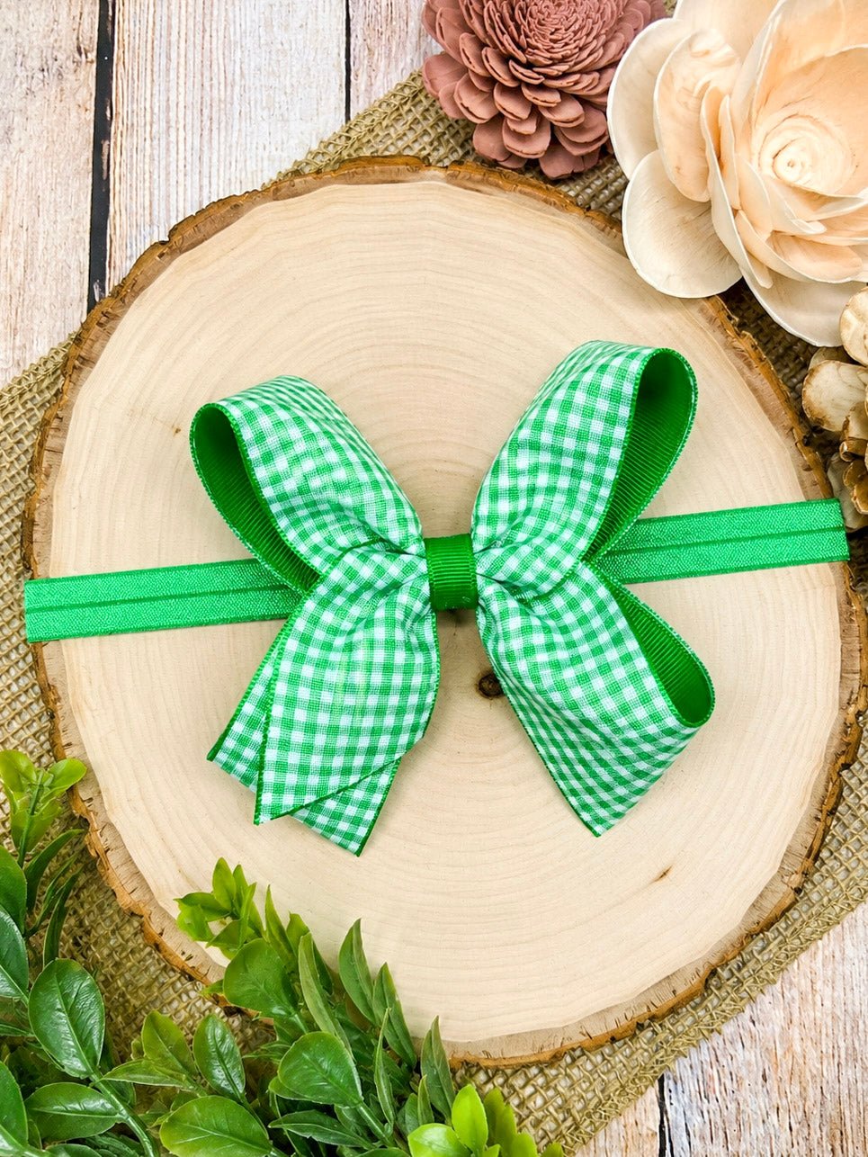 Gingham Classic Boutique Hair Bow | Clip or Headband