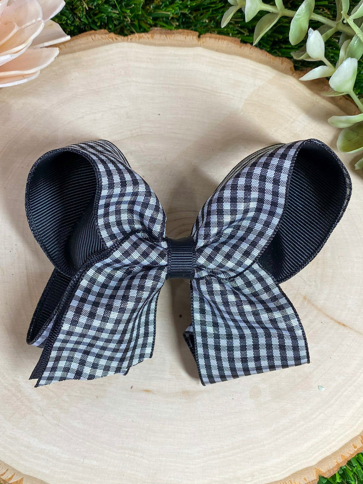 Gingham Classic Boutique Hair Bow | Clip or Headband