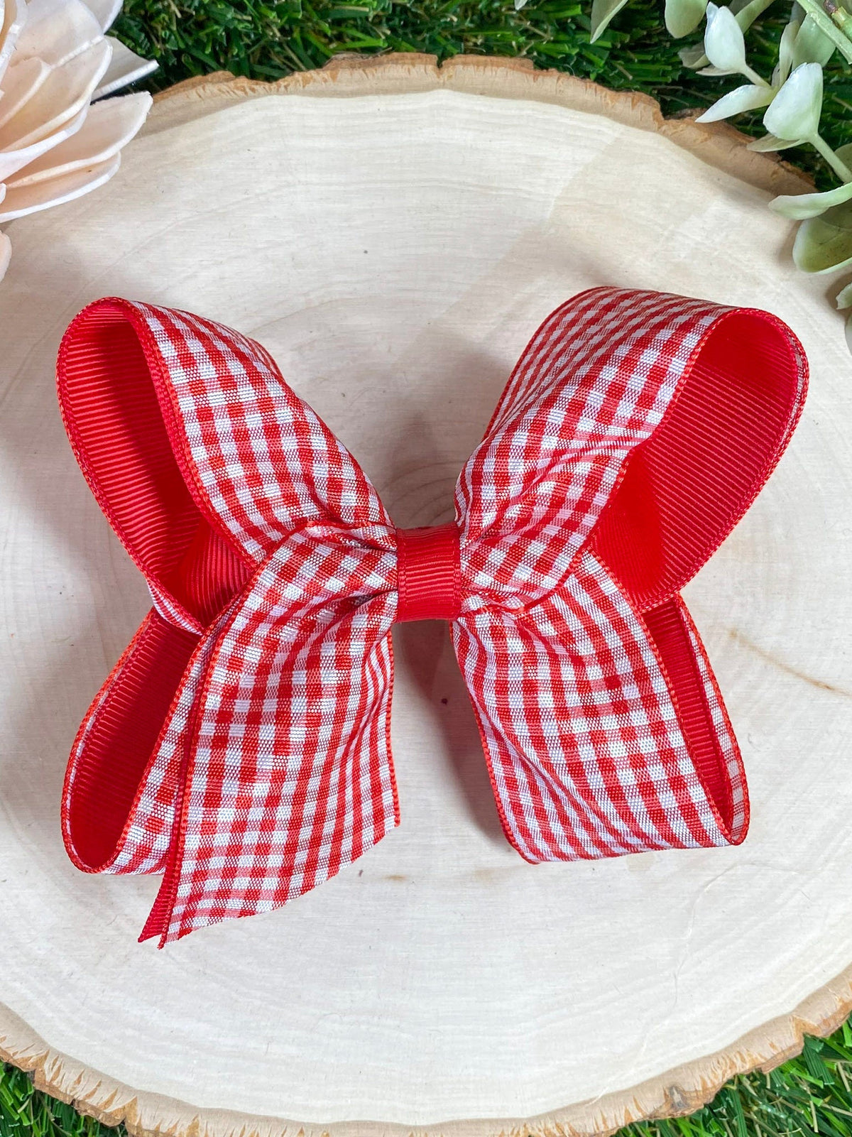 Gingham Classic Boutique Hair Bow | Clip or Headband