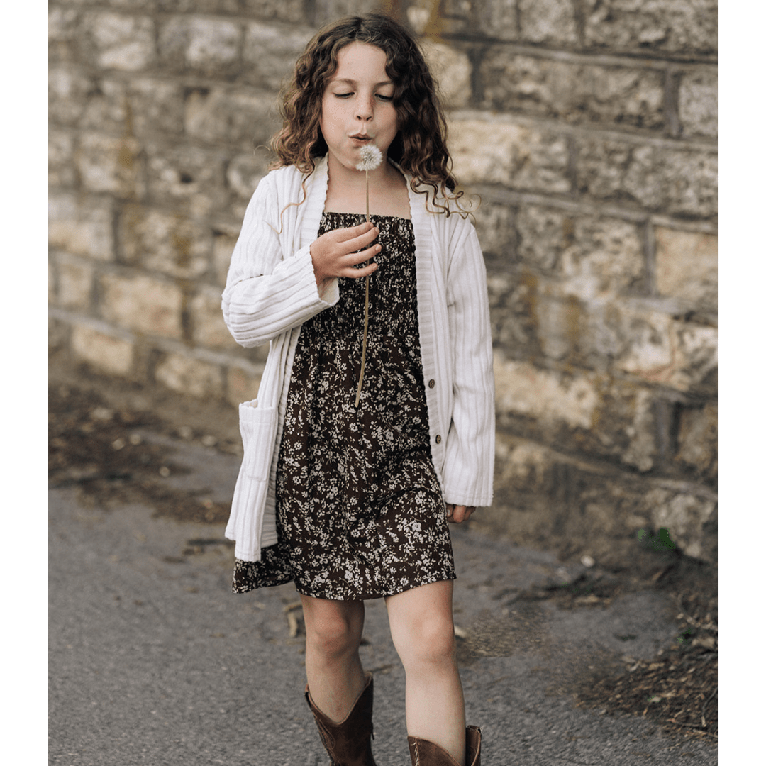 Dainty Floral Brown Dress- Child