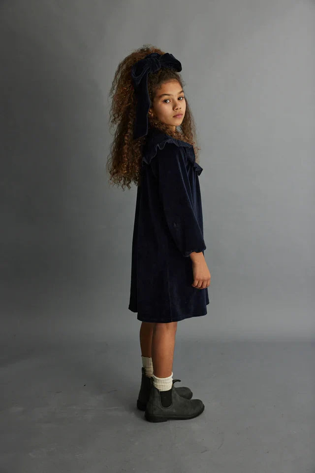 Organic velour dress - Navy