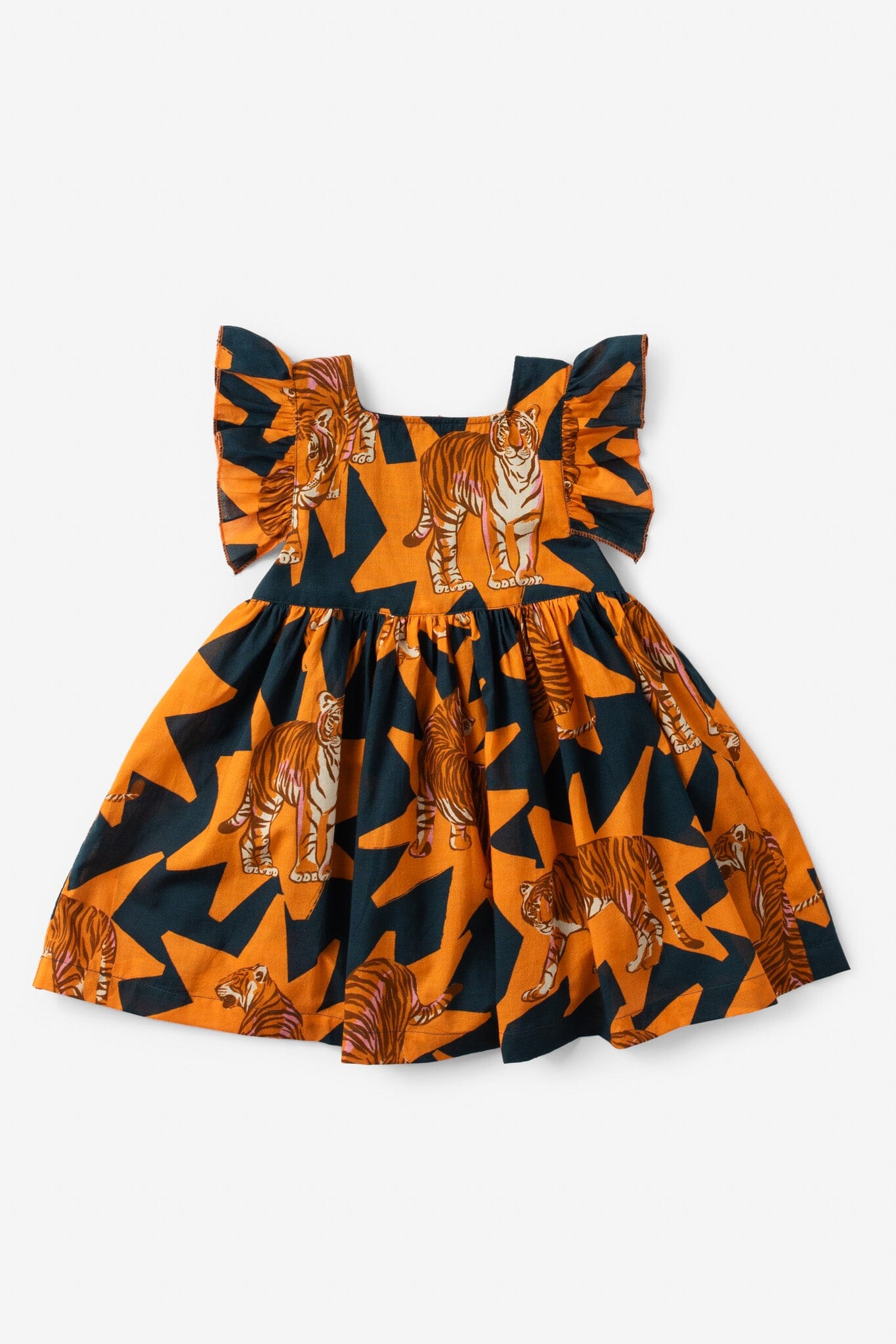 Girls Maya Flutter Sleeve Dress - Tiger Print - final sale