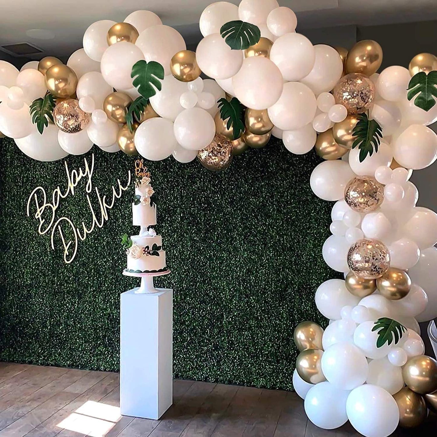 Elegant Gold & White Balloon Garland Kit