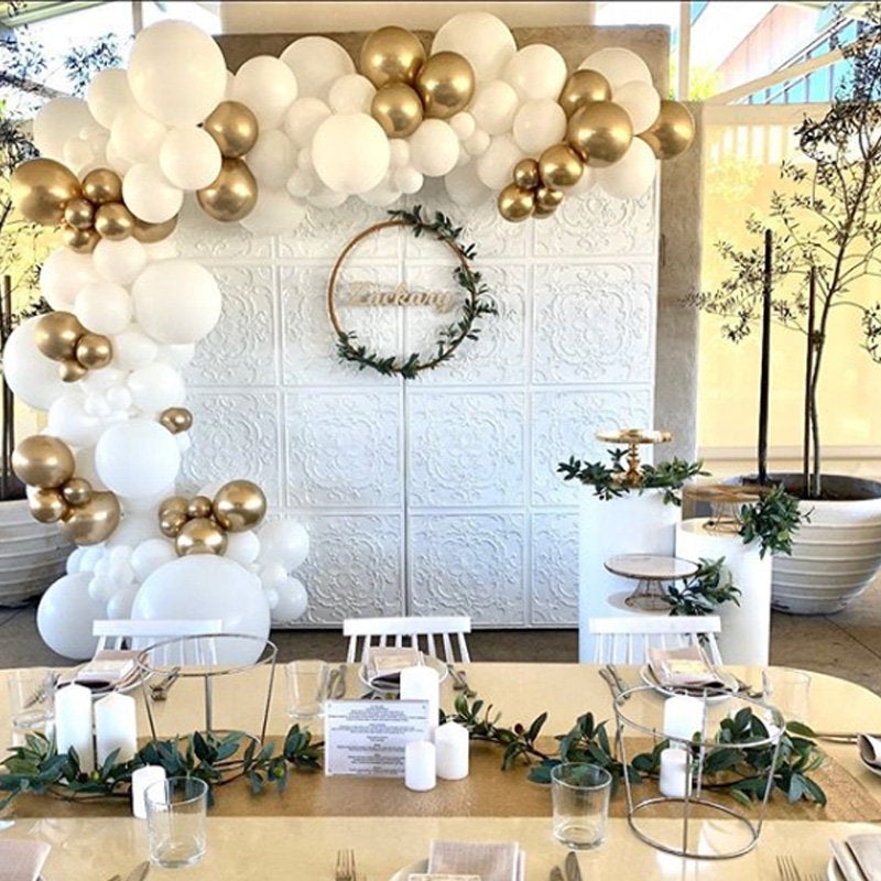 Elegant Gold & White Balloon Garland Kit