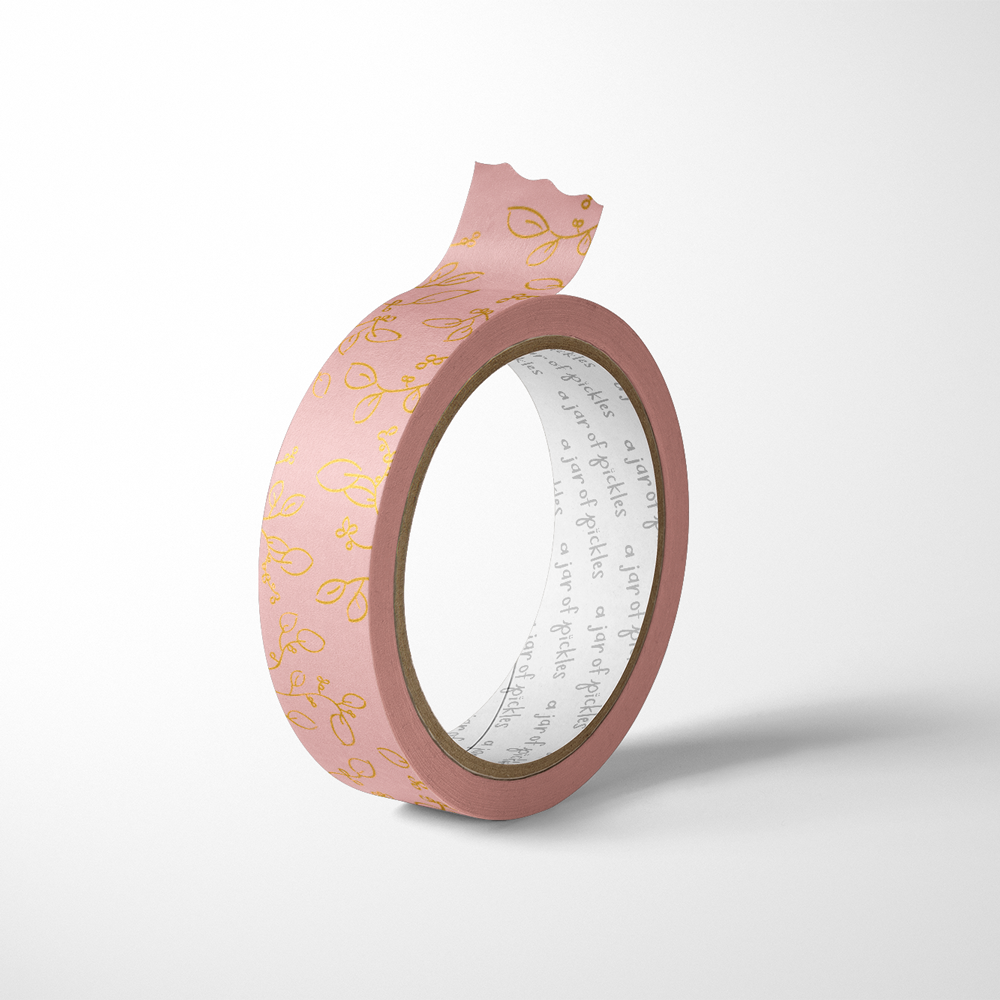 Rose Pink Gold Foil Floral Washi Tape