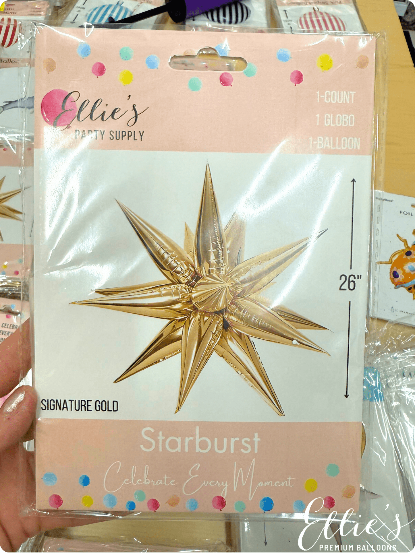 Gold Starburst Cluster Balloon – 26" and 40"