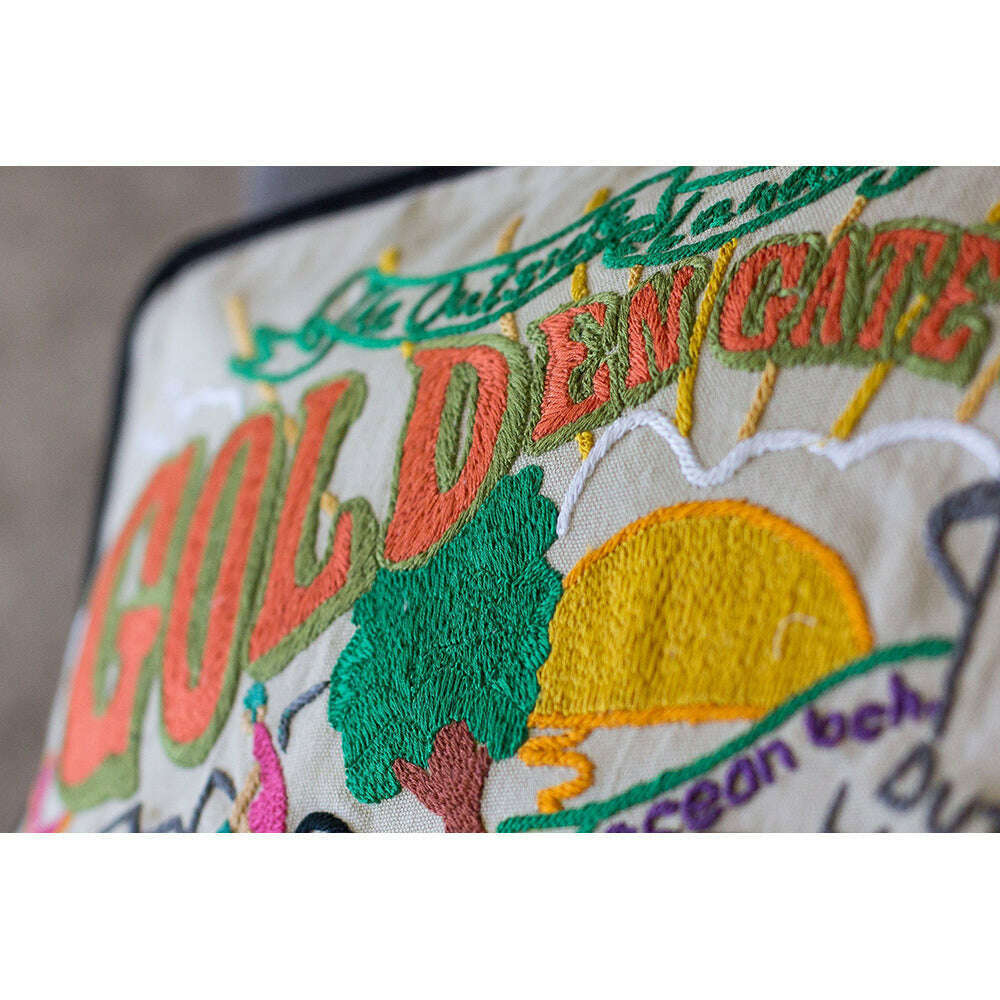 Golden Gate Park Hand-Embroidered Pillow
