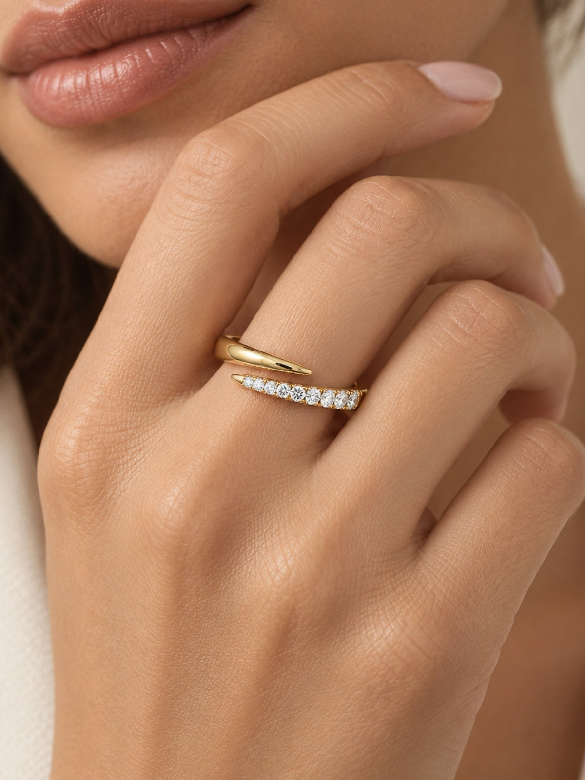 Gold Filled Pave Spiral Ring