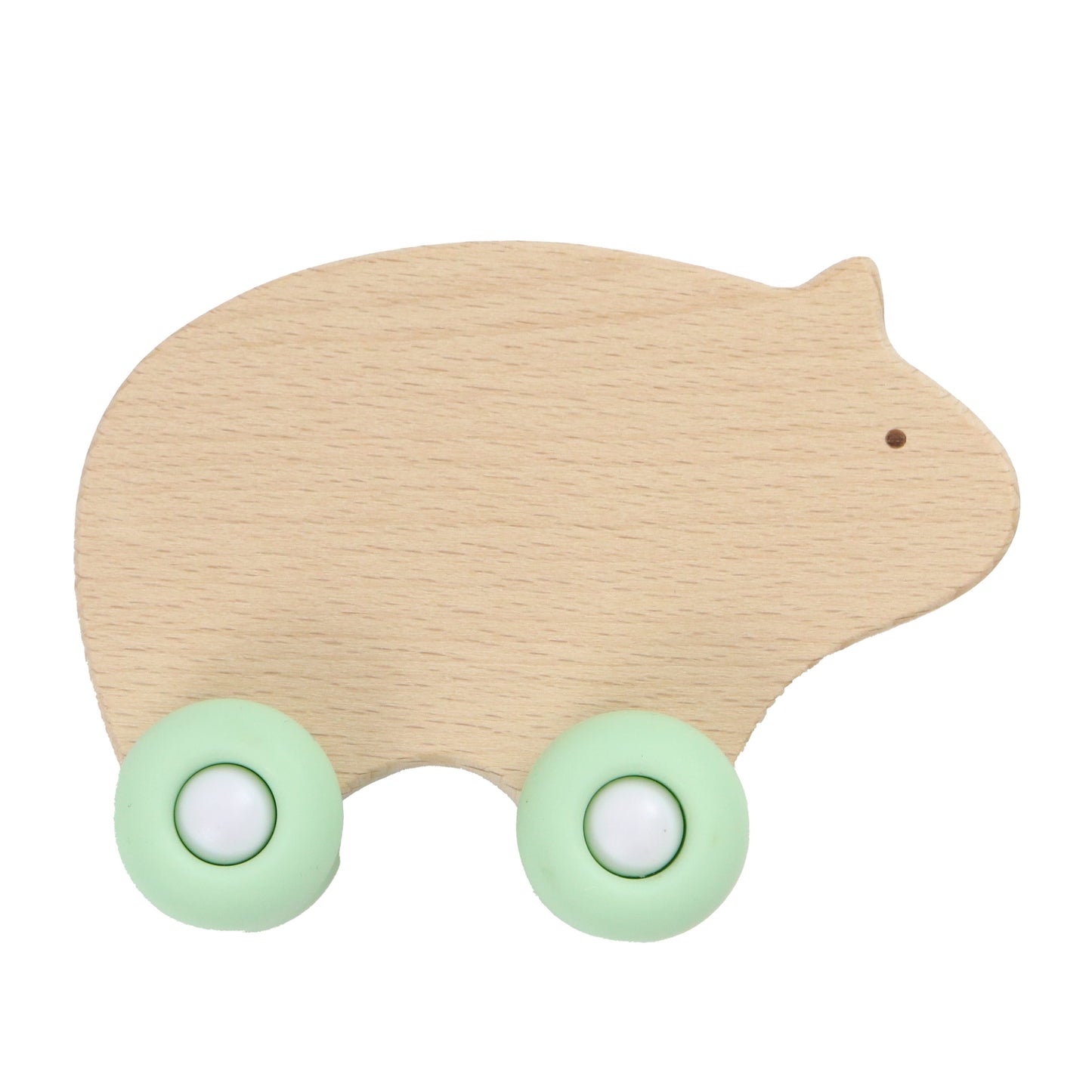 Silicone + Wood Teether with Wheels (3 Colors)
