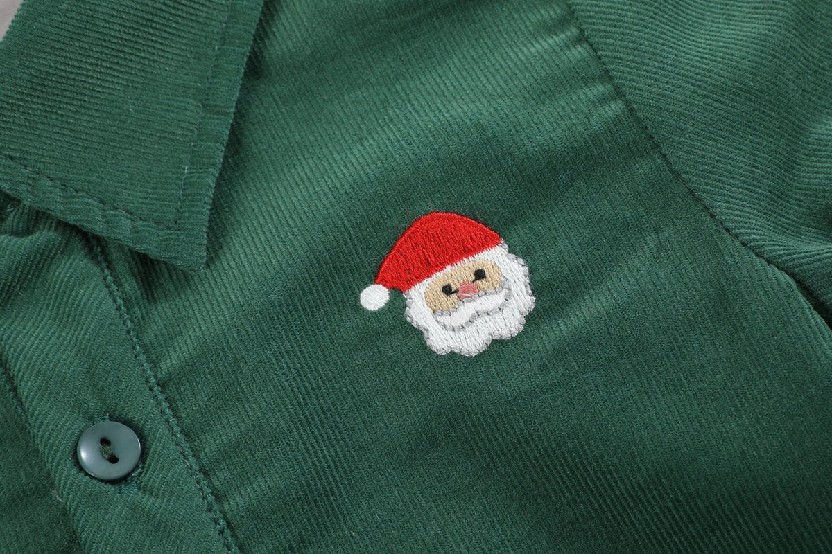 Green Corduroy Santa Dress Shirt