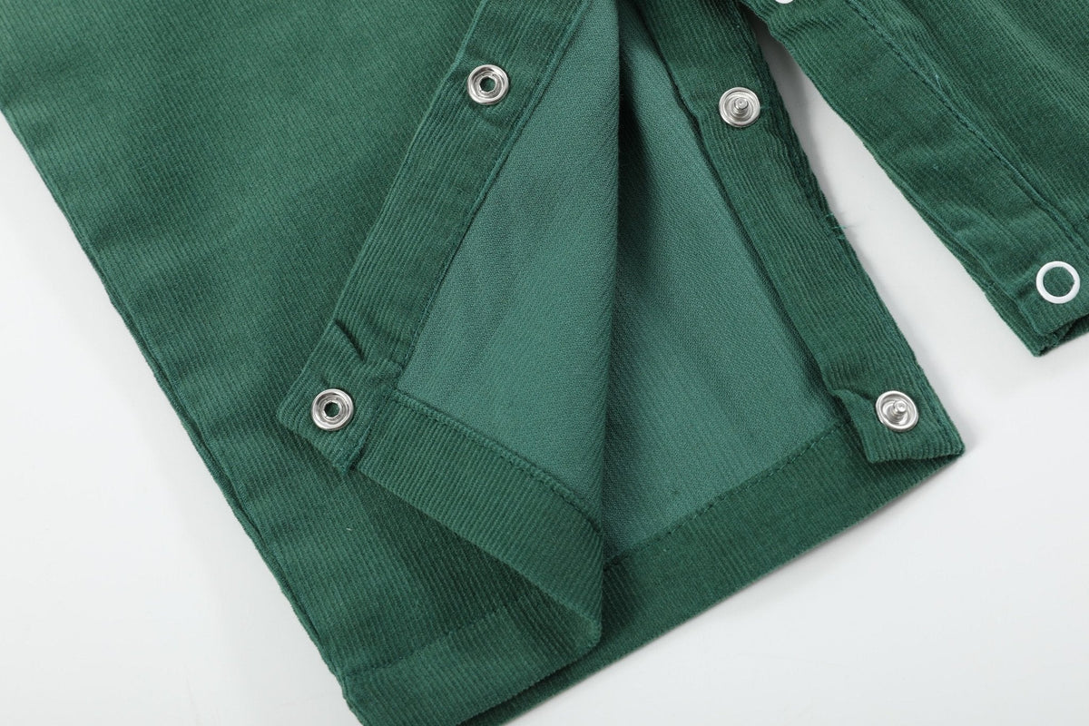 Green Corduroy Santa Smocked Longall