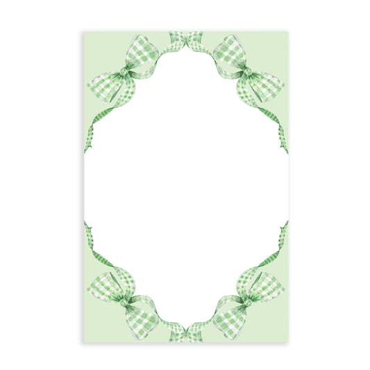 Green Gingham Bow Notepad