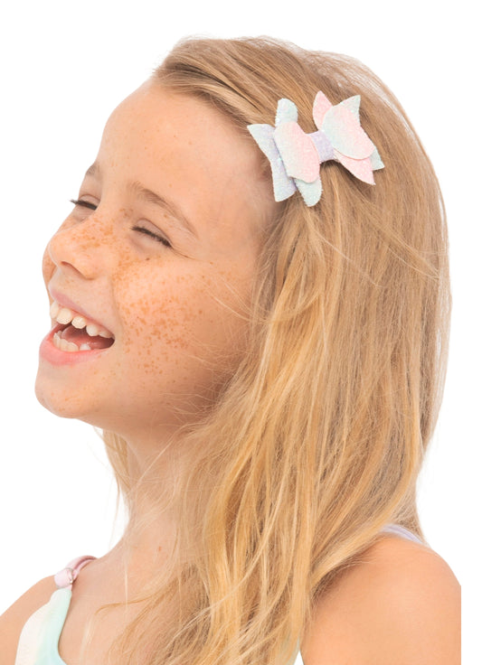 Hair Bow Clip in Unicorn Colors
