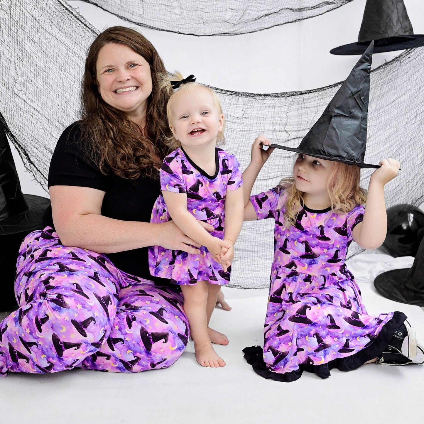 Halloween | Starry Witch Hats | Bamboo Ruffle Twirl Dress