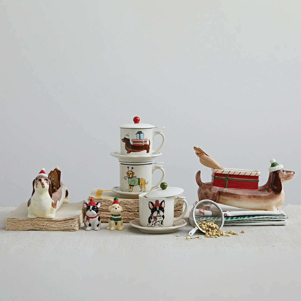 Hand-Painted Ceramic Dog w/ Gift Planter