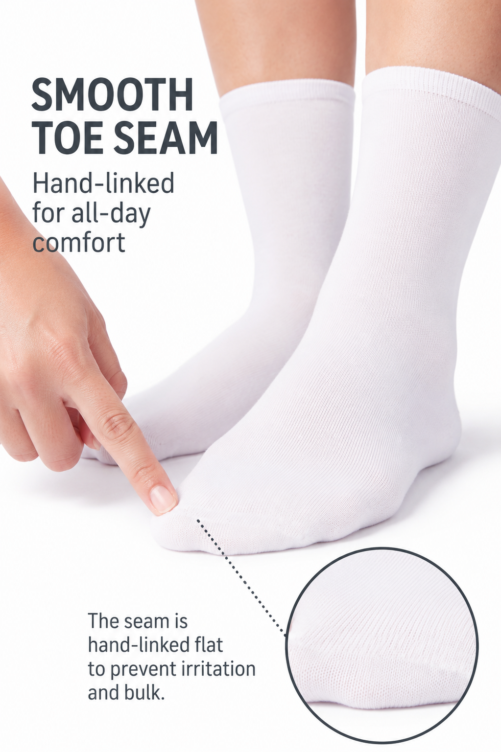CREW 3- Pack Seamless Toe Socks great with Sensory Sensitivities