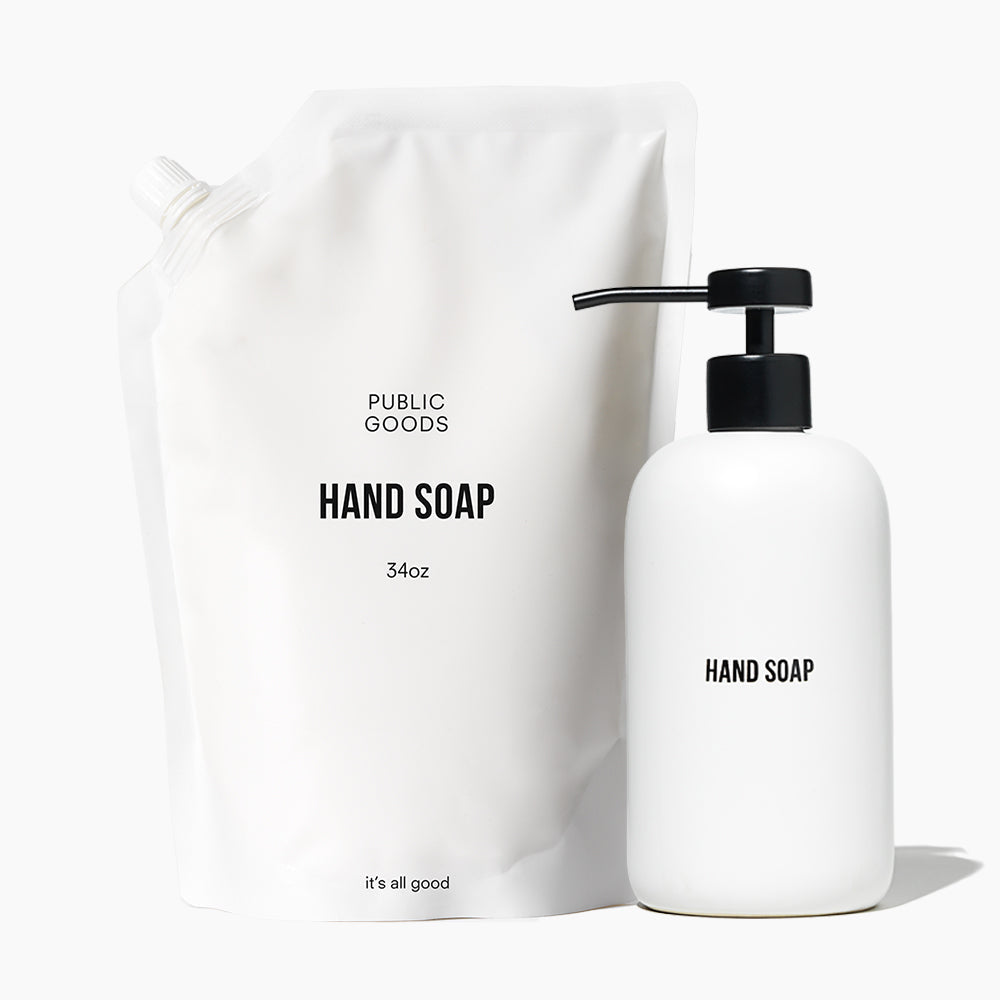 Stoneware Soap Dispenser + Hand Soap Refill