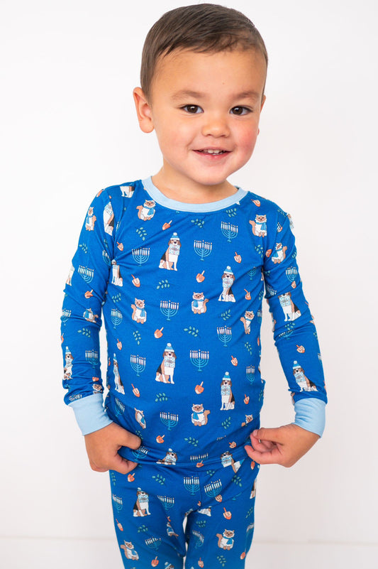 PREORDER - Hanukkah Pets (Long Sleeve PJ) - Blue