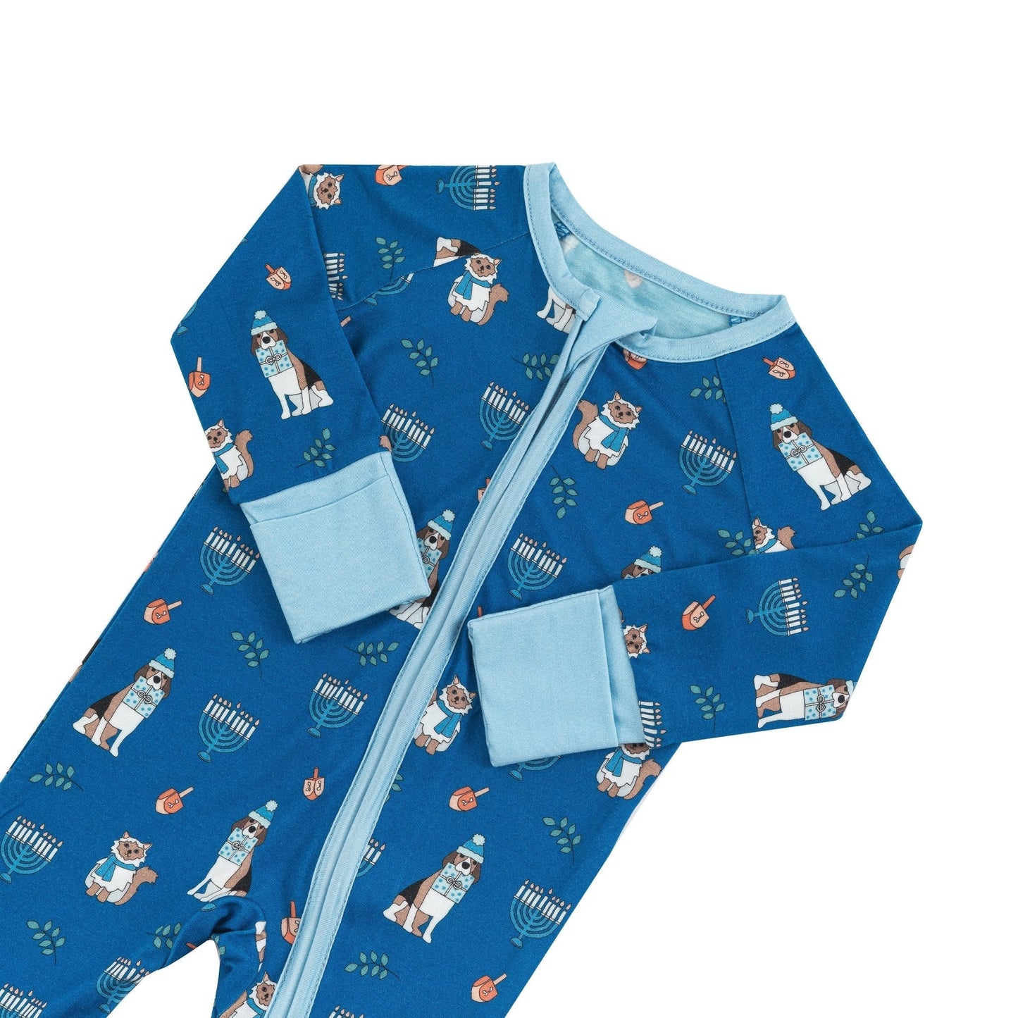 PREORDER - Hanukkah Pets (Convertible Zip Footies) - Blue