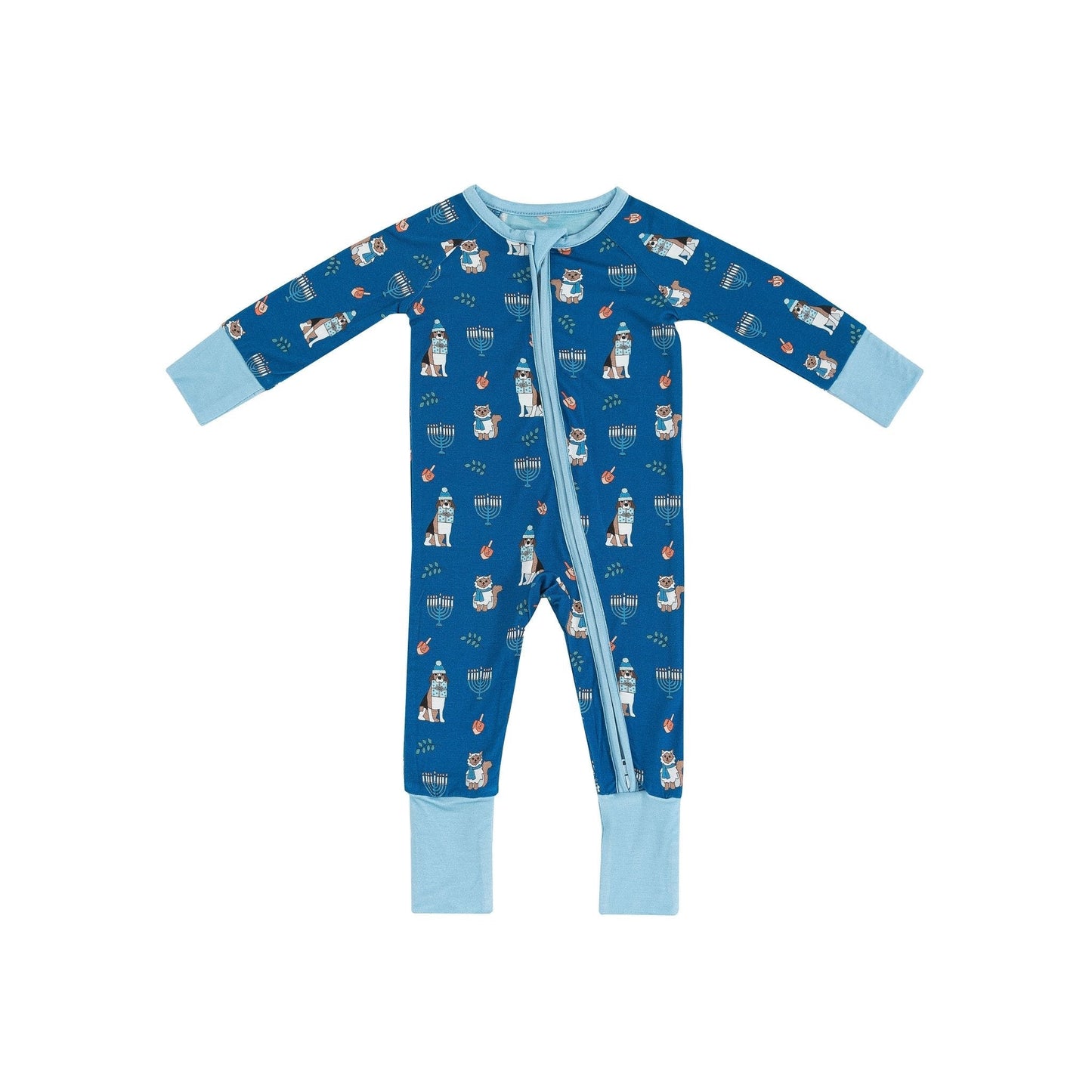 PREORDER - Hanukkah Pets (Convertible Zip Footies) - Blue