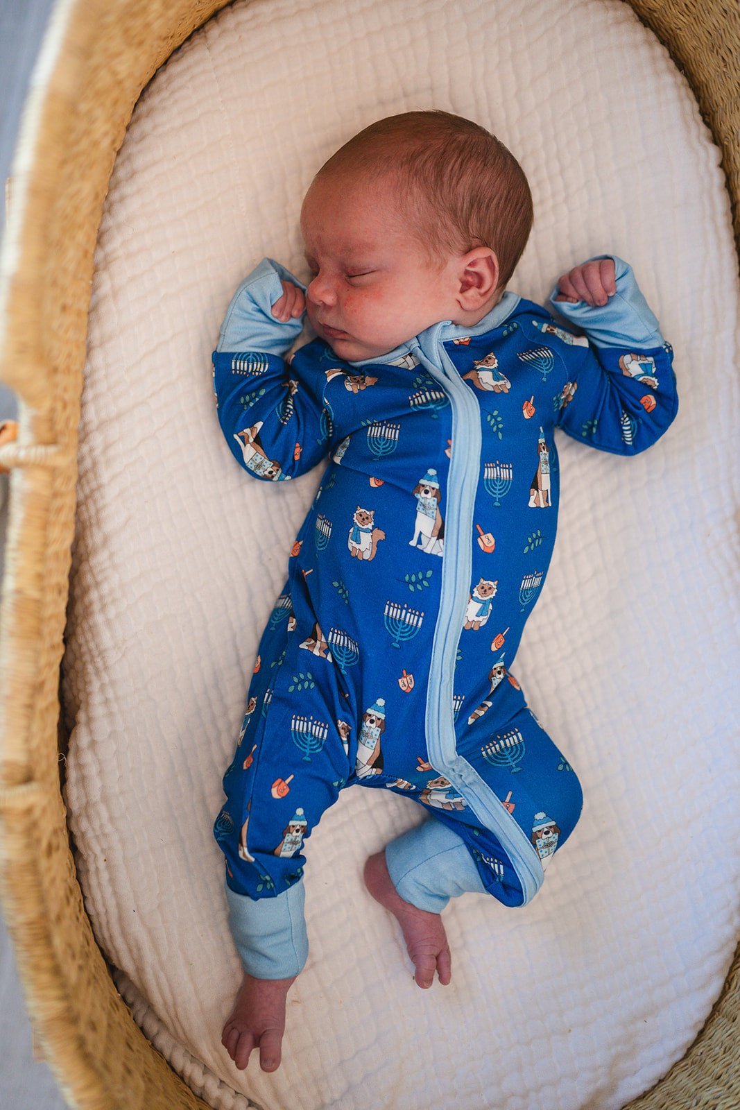 PREORDER - Hanukkah Pets (Convertible Zip Footies) - Blue