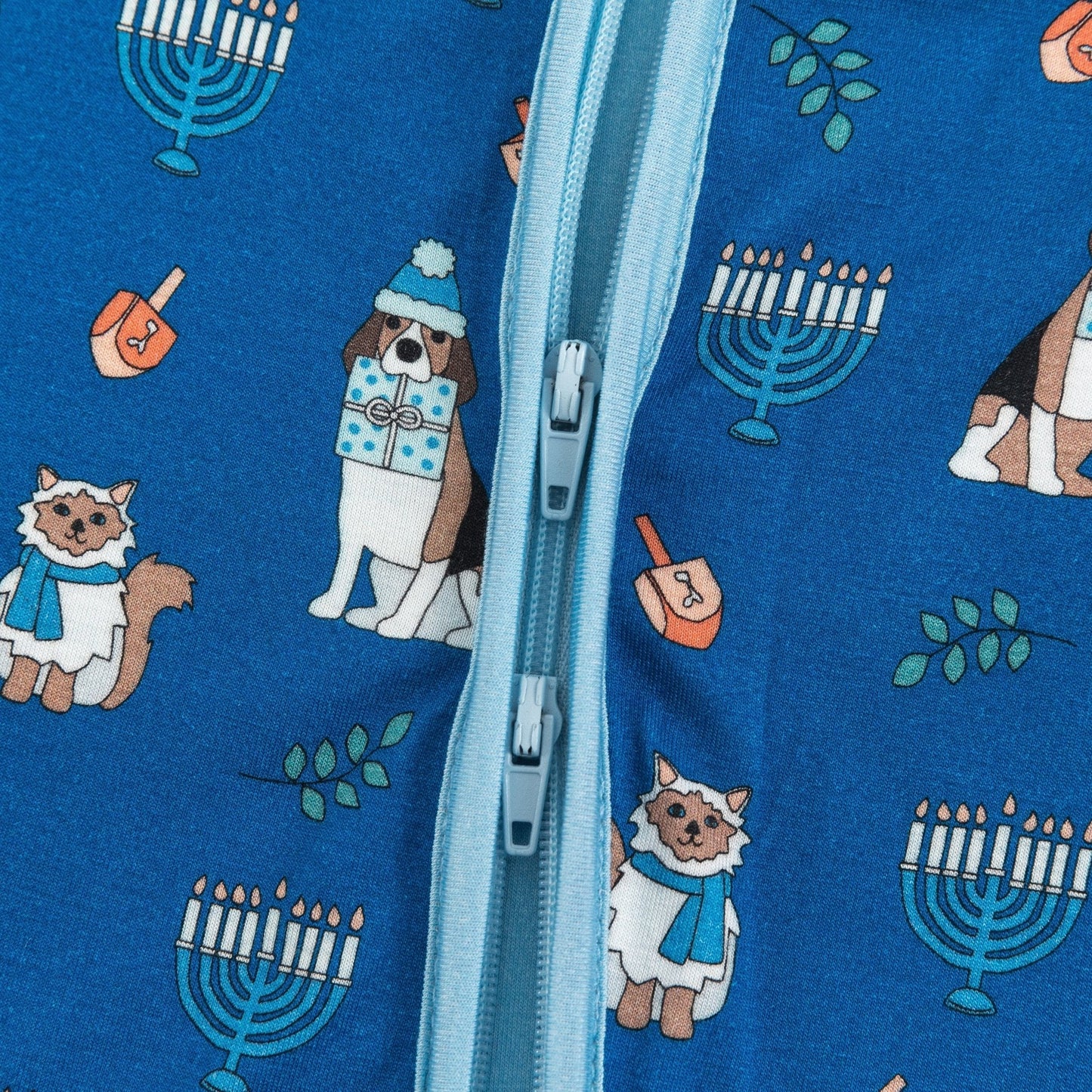 PREORDER - Hanukkah Pets (Convertible Zip Footies) - Blue