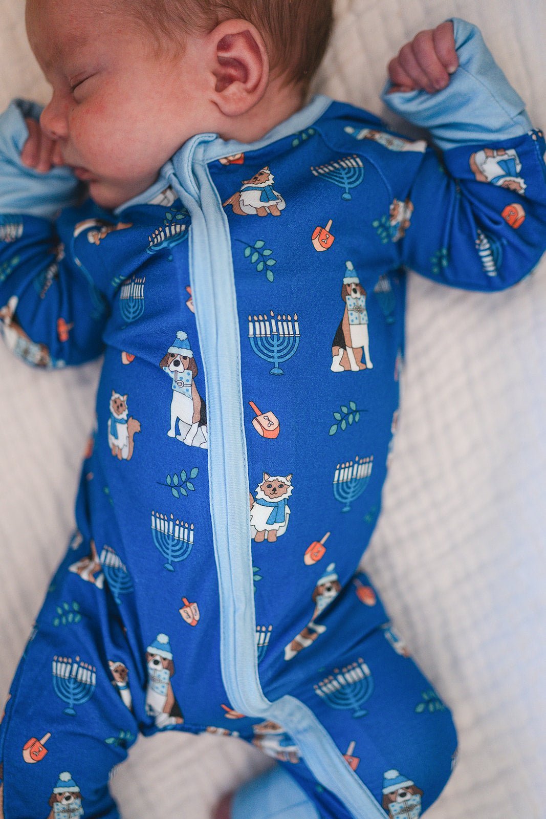 PREORDER - Hanukkah Pets (Convertible Zip Footies) - Blue