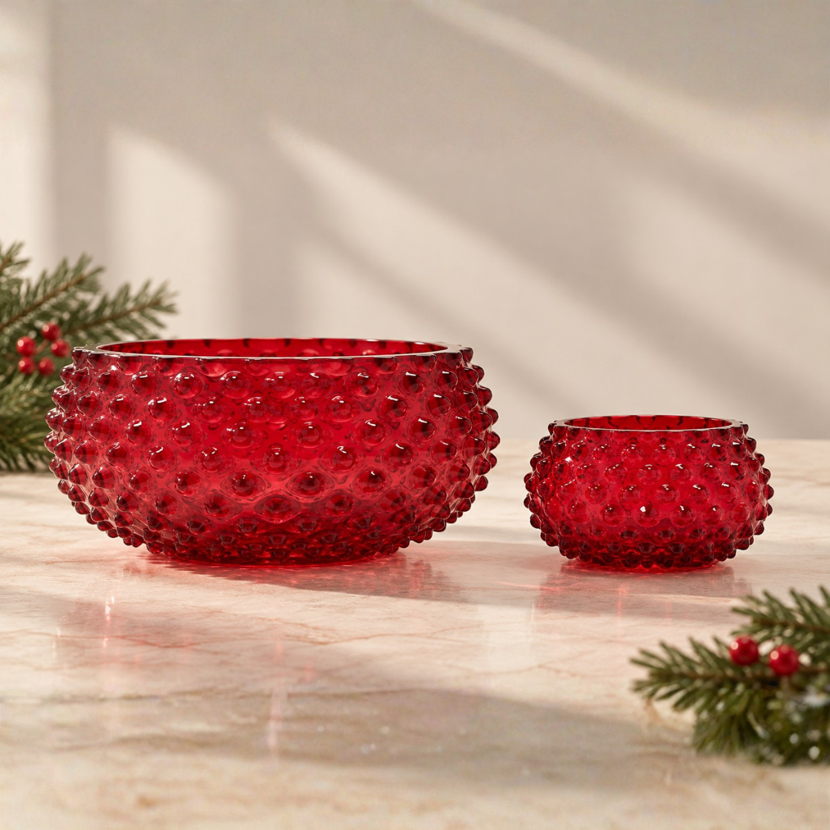 Hobnail Bowl - Small - Holly Berry