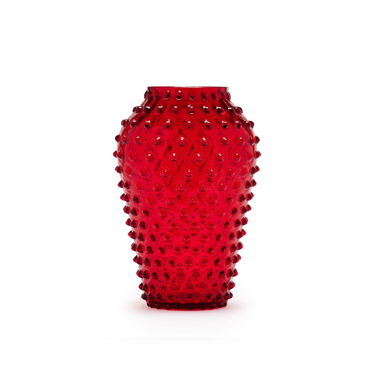 Hobnail Vase - Barrel - Holly Berry