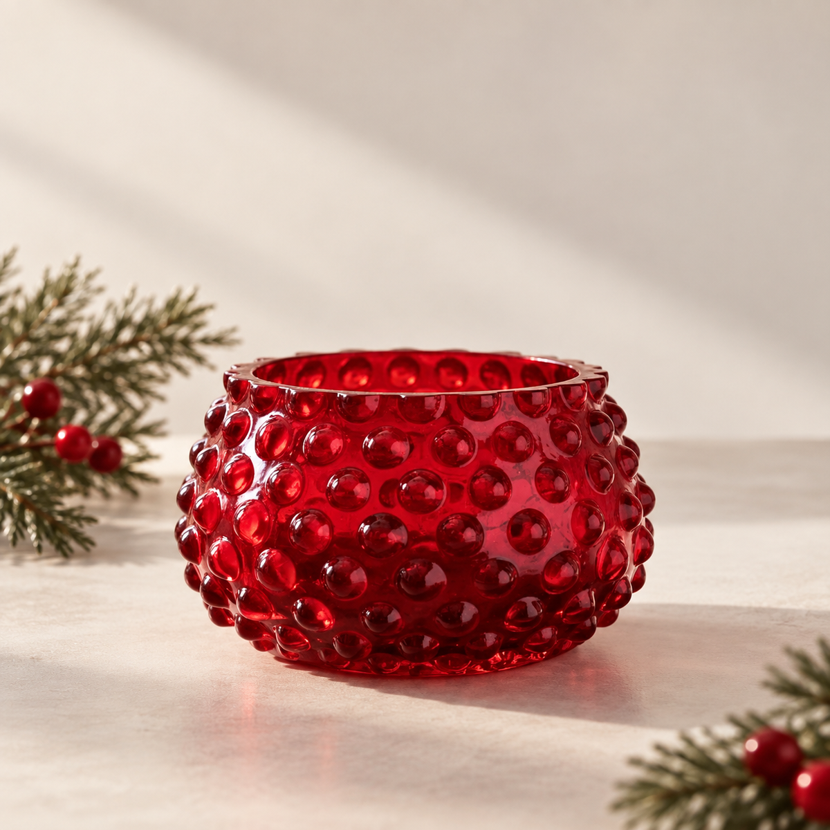 Hobnail Bowl - Small - Holly Berry