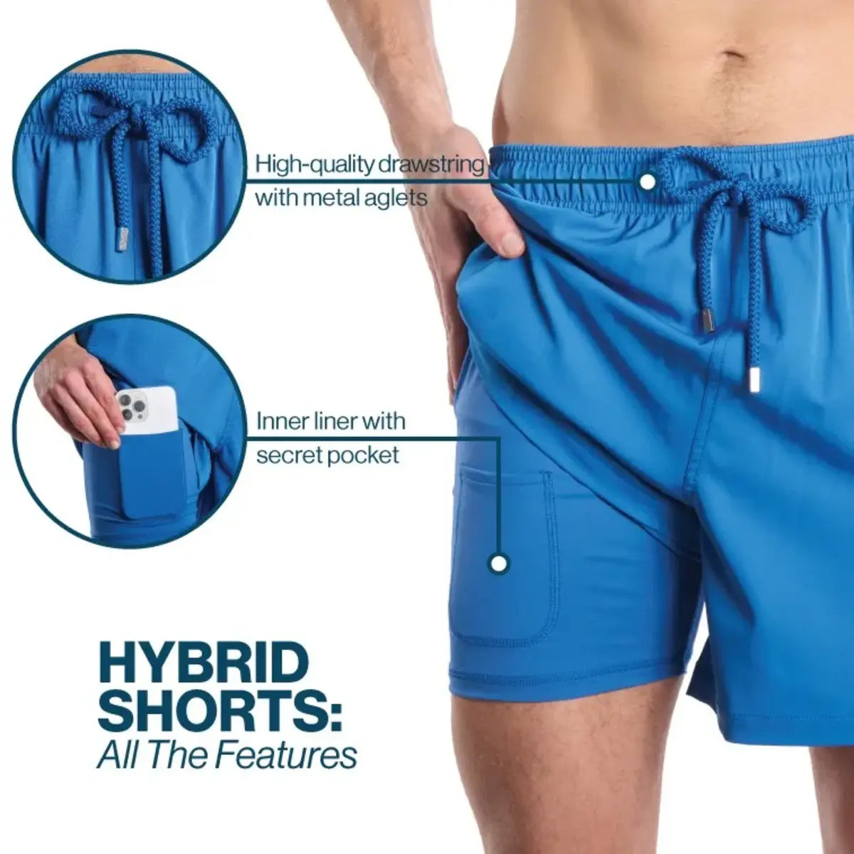 Men’s Premium Compression-Lined Hybrid Shorts – Tropical Swirl - Coral and Sand
