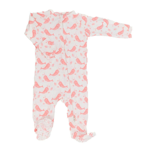 Zipper Footie - Narwhal Pink