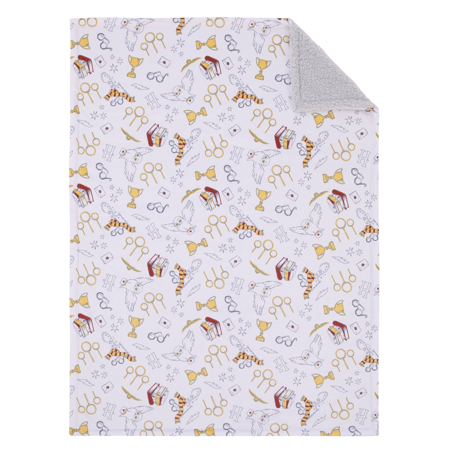 Harry Potter White, Gold, and Red Sherpa Baby Blanket