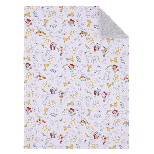 Harry Potter White, Gold, and Red Sherpa Baby Blanket